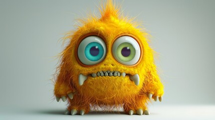 Obraz premium 3D yellow funny cartoon monster