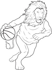 Lion Basketball player Basketball Animal Vector Graphic Art Illustration