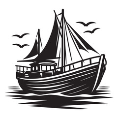 Cargo ship with containers vector illustration isolated on a white background