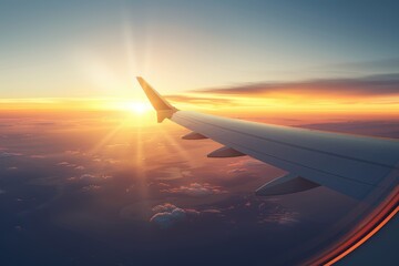 Wing view of a sunset flight