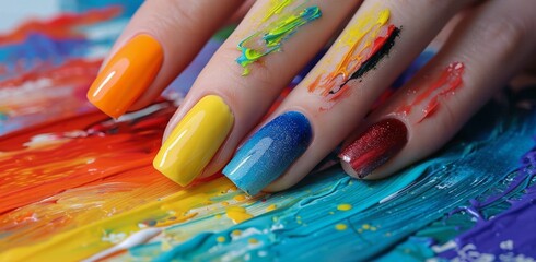 Obraz premium Colorful Nail Polish On A Palette Of Paint