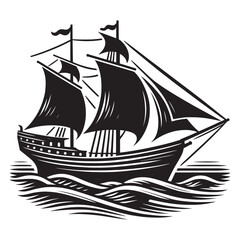 Cargo ship with containers vector illustration isolated on a white background