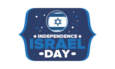 Israel Independence Day. National holiday, celebrated annual. Israel flag. Star of David, jewish symbol. Patriotic sign and elements. Poster, card, banner and background. Vector illustration