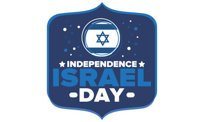 Israel Independence Day. National holiday, celebrated annual. Israel flag. Star of David, jewish symbol. Patriotic sign and elements. Poster, card, banner and background. Vector illustration