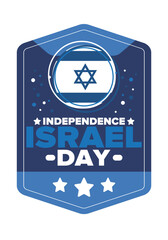 Israel Independence Day. National holiday, celebrated annual. Israel flag. Star of David, jewish symbol. Patriotic sign and elements. Poster, card, banner and background. Vector illustration
