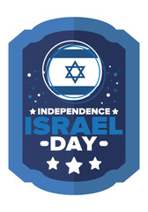 Israel Independence Day. National holiday, celebrated annual. Israel flag. Star of David, jewish symbol. Patriotic sign and elements. Poster, card, banner and background. Vector illustration