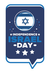 Israel Independence Day. National holiday, celebrated annual. Israel flag. Star of David, jewish symbol. Patriotic sign and elements. Poster, card, banner and background. Vector illustration