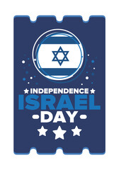 Israel Independence Day. National holiday, celebrated annual. Israel flag. Star of David, jewish symbol. Patriotic sign and elements. Poster, card, banner and background. Vector illustration
