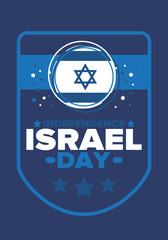 Israel Independence Day. National holiday, celebrated annual. Israel flag. Star of David, jewish symbol. Patriotic sign and elements. Poster, card, banner and background. Vector illustration