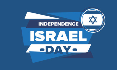 Israel Independence Day. National holiday, celebrated annual. Israel flag. Star of David, jewish symbol. Patriotic sign and elements. Poster, card, banner and background. Vector illustration