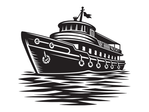 recommend clip art: Modern ship silhouette vector illustration isolated on a white background