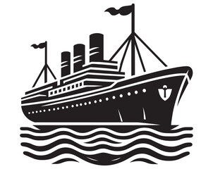 Modern ship silhouette vector illustration isolated on a white background