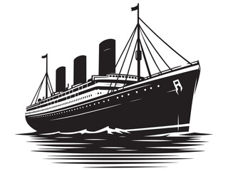 Modern ship silhouette vector illustration isolated on a white background