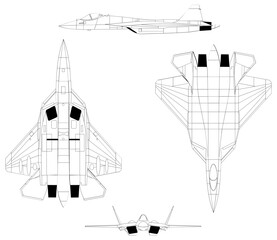 Fighter jet planes 3 view, blueprints, svg cut file, cnc cut file, engraving file, CNC router file, laser cutting, Cricut File, isolated, Engraving model