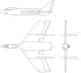 Fighter jet planes 3 view, blueprints, svg cut file, cnc cut file, engraving file, CNC router file, laser cutting, Cricut File, isolated, Engraving model