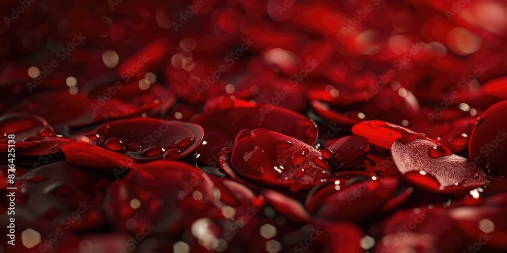 Canvas Prints A close-up view of a bunch of fresh red rose petals