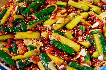 Sweet and sour cucumber strips, a local specialty of Northeast China
