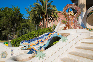 The Dragon Stairway in the Park Guell, Barcelona