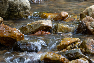 water flowing over rocks