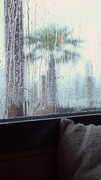 rain falling on the window