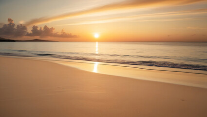 Obraz premium lush beach, golden sunset, great summer, relaxing vacation
