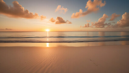 Obraz premium aurora sunrise on the beach, golden sunset, summer vacation, relaxing vacation