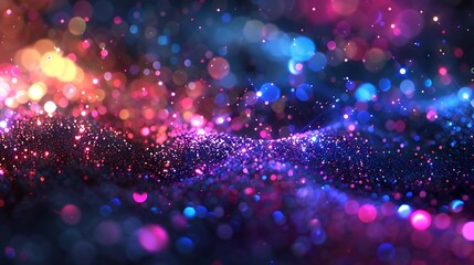 Fototapeta premium texture, party, glittering, luxury, circle, dust, festive, wallpaper, glamour, illustration, glistering, horizontal, new, dark, yellow, glitter, particle, blurry, spark, background, light, christmas, 