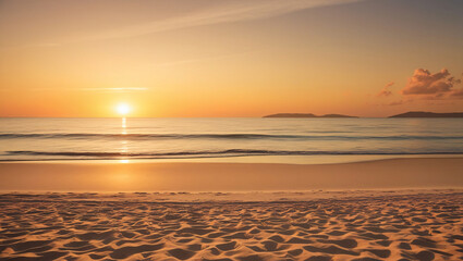 Obraz premium lush beach, golden sunset, great summer, relaxing vacation