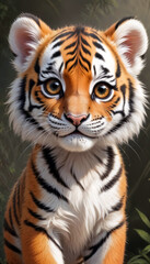 Cute little tiger in the jungle