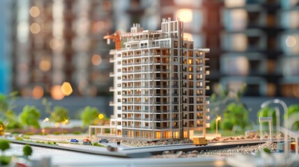 Residential building project progress for real estate investment, wide banner with copy space