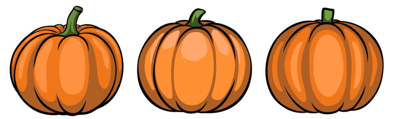 Set of pumpkin vector illustrations