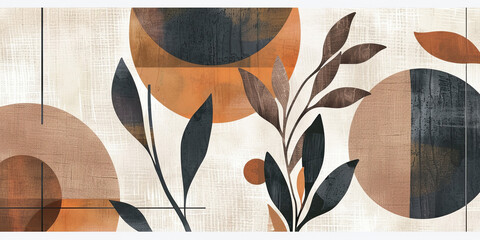 Abstract Geometric Background with Organic Shapes in Earth Tones, Minimalist Modern Art, Contemporary Design, Boho Wall Decor, Printable Art, Digital Download, Mid Century Modern Art