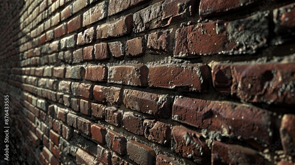 Poster A clock set into a brick wall with a simple face and no hands