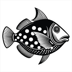 Triggerfish silhouette vector illustration on white bacground