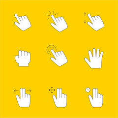 Mouse click cursor set. Hand Cursor. Click icon. Mouse pointer set. Arrow cursor. Vector illustration