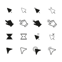 Mouse click cursor set. Hand Cursor. Click icon. Mouse pointer set. Arrow cursor. Vector illustration