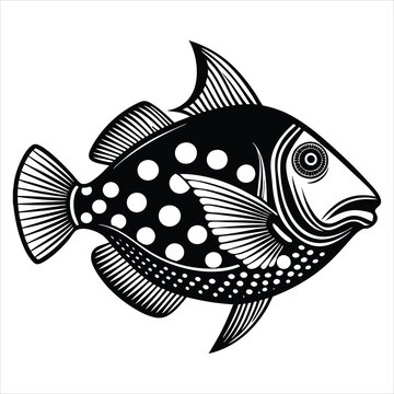 recommend clip art: Triggerfish silhouette vector illustration on white bacground