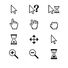 Mouse click cursor set. Hand Cursor. Click icon. Mouse pointer set. Arrow cursor. Vector illustration