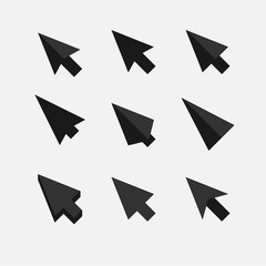 Mouse click cursor set. Hand Cursor. Click icon. Mouse pointer set. Arrow cursor. Vector illustration