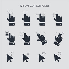 Mouse click cursor set. Hand Cursor. Click icon. Mouse pointer set. Arrow cursor. Vector illustration