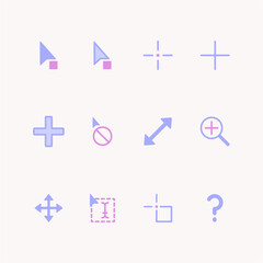 Mouse click cursor set. Hand Cursor. Click icon. Mouse pointer set. Arrow cursor. Vector illustration