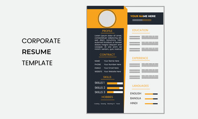 RESUME and Cover Latter  Professional Layout in Two Colors Personal vector set
