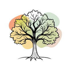 Creative Oak Tree Logo Concept Colorful Contoured Vector Art