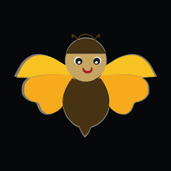 Cartoon cute bee flying. Vector illustration.