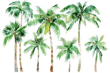 Obraz premium Watercolor painting of a group of palm trees