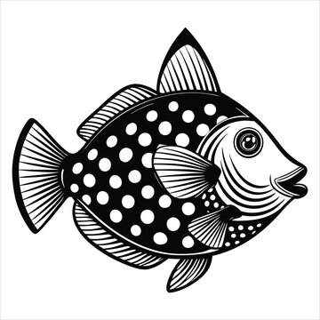 recommend clip art: Triggerfish silhouette vector illustration on white bacground