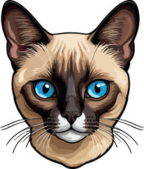 Obraz premium Siamese Cat with Blue Eyes – Adorable Kitten Vector Illustration