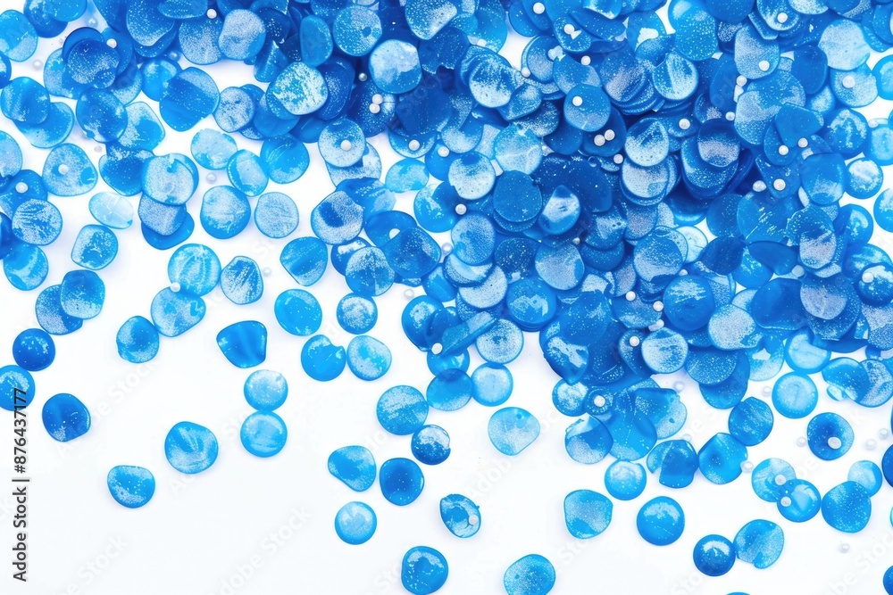 Poster a close-up shot of a cluster of bright blue buttons