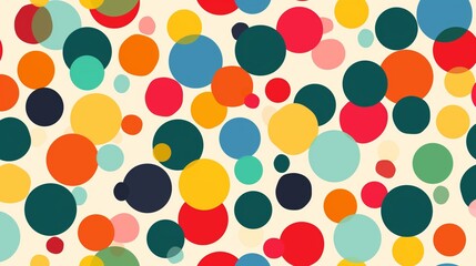 A colorful polka dot pattern adds vibrant, playful charm to any surface or fabric, brightening any space.