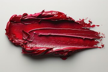 A red smear of lipstick is shown on a white background